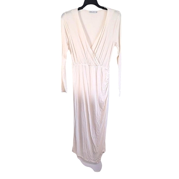 Culture Code Elegant Off White Wrap Dress Long Sleeve Size Large - Picture 2 of 6